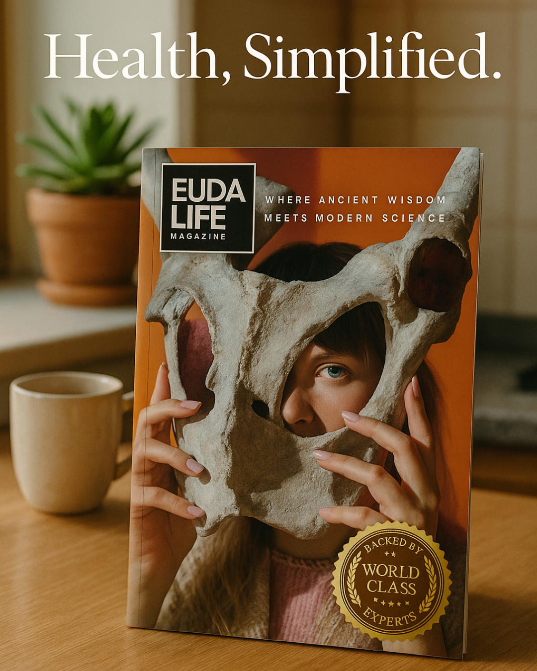 eudalife magazine in a kitchen next to a coffee cup